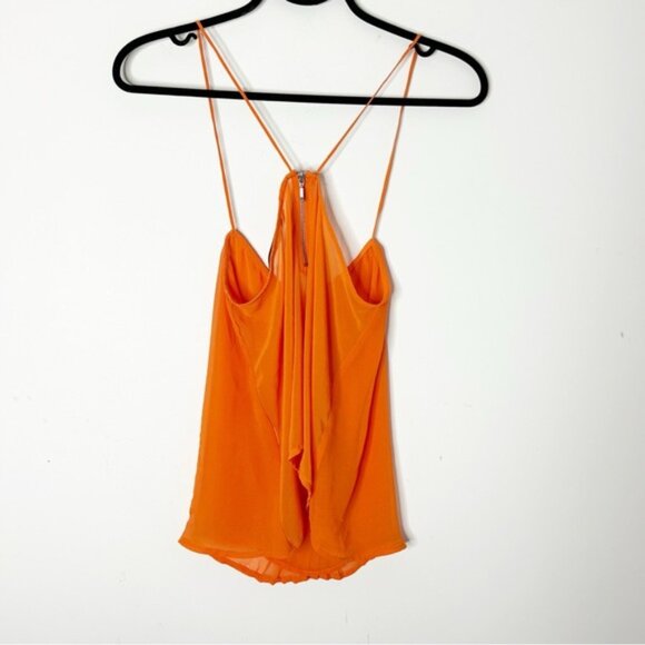 ZARA Cami Blouse Tank Top Chiffon Flowy V-neck Criss cross Bright Orange 00s S - Picture 13 of 13